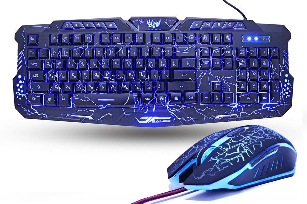 USB Wired Full Key Gaming Keyboard and Mouse - KeysCaps