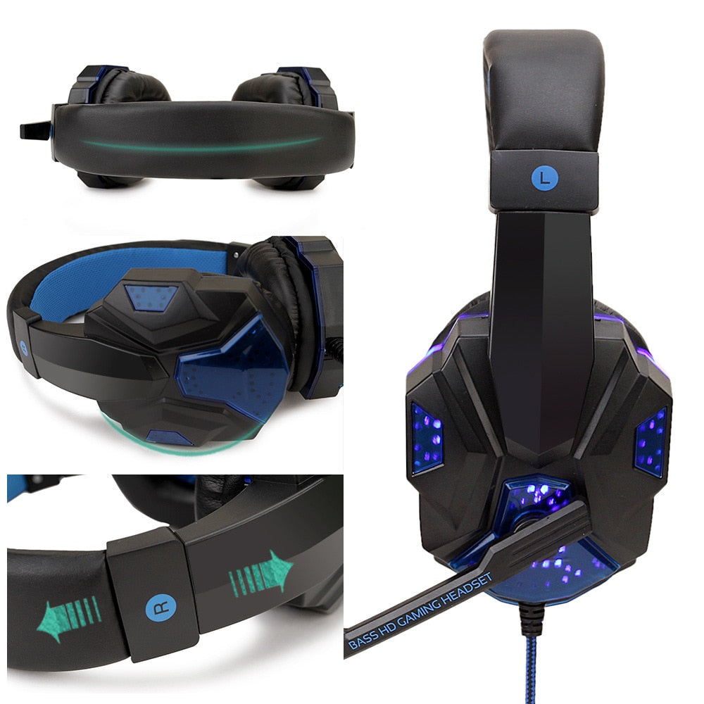 Professional Led Gaming Headset Wired With Mic - KeysCaps