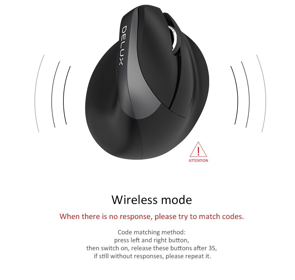 Bluetooth 4.0 & 2.4GHz Dual Mode Ergonomic Rechargeable Silent Click Vertical Mouse - Keys Caps
