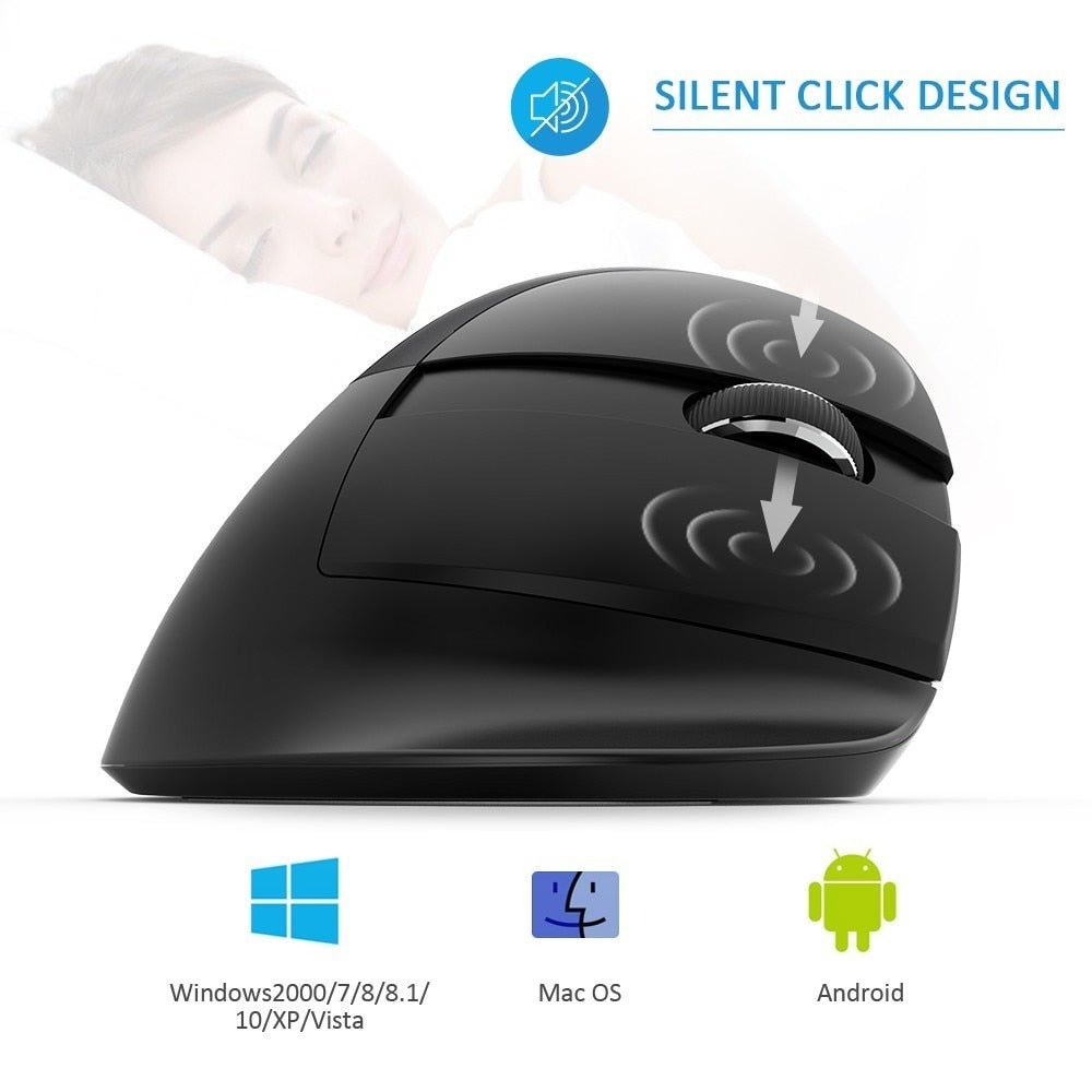 Bluetooth 4.0 & 2.4GHz Dual Mode Ergonomic Rechargeable Silent Click Vertical Mouse - Keys Caps