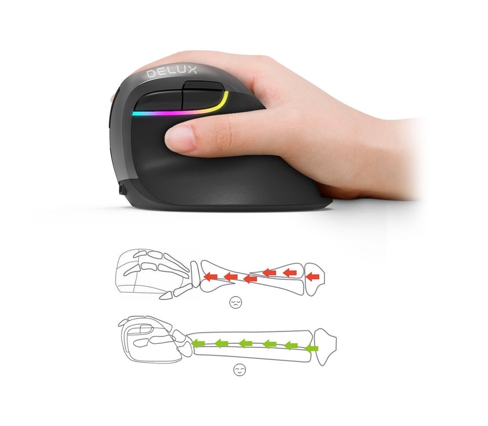 Bluetooth 4.0 & 2.4GHz Dual Mode Ergonomic Rechargeable Silent Click Vertical Mouse - Keys Caps