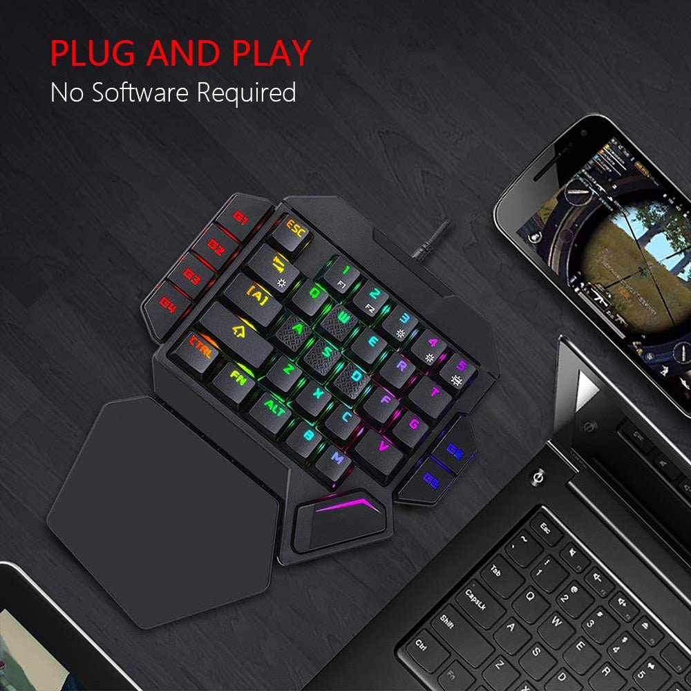Bluetooth One - Handed RGB Mechanical Gaming Keyboard - Keys Caps