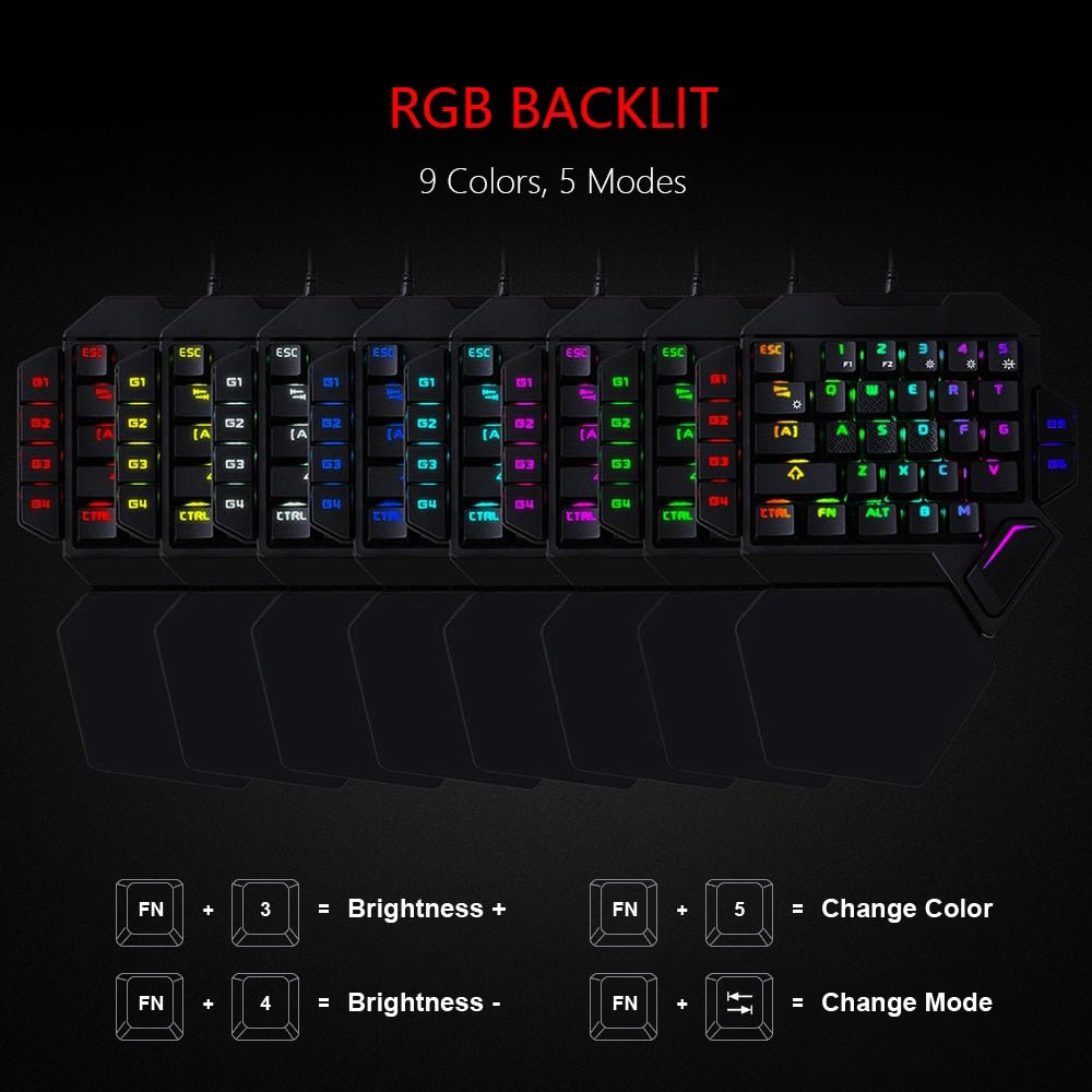 Bluetooth One - Handed RGB Mechanical Gaming Keyboard - Keys Caps
