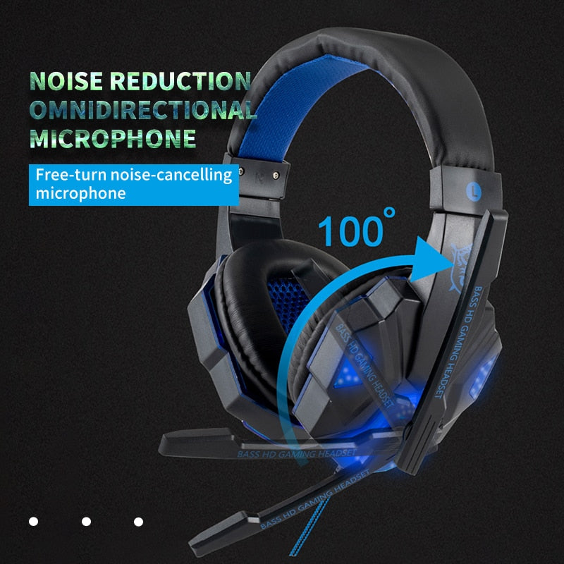 Professional Led Gaming Headset Wired With Mic - KeysCaps