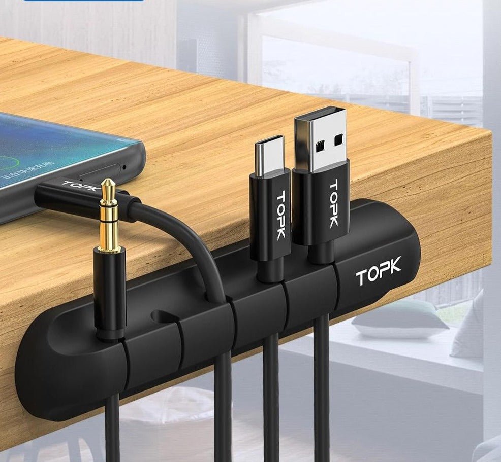 Cable Organizer Silicone USB Cable Winder Desktop Tidy Management Clips Cable Holder - Keys Caps