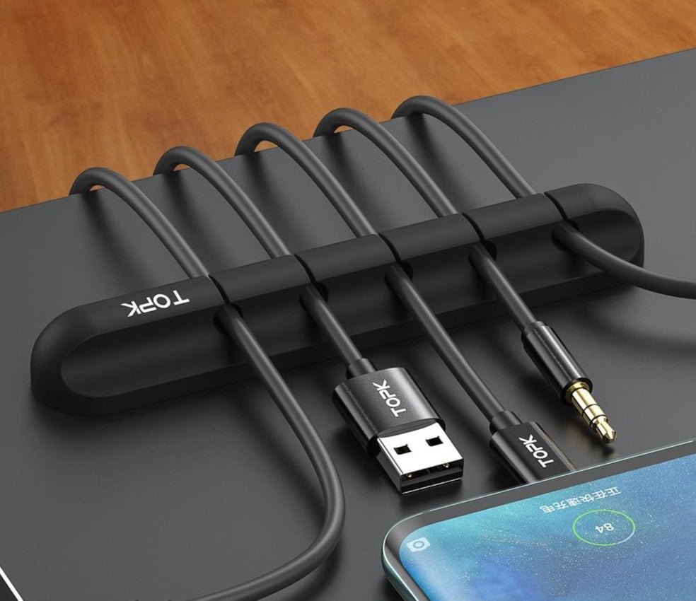 Cable Organizer Silicone USB Cable Winder Desktop Tidy Management Clips Cable Holder - Keys Caps