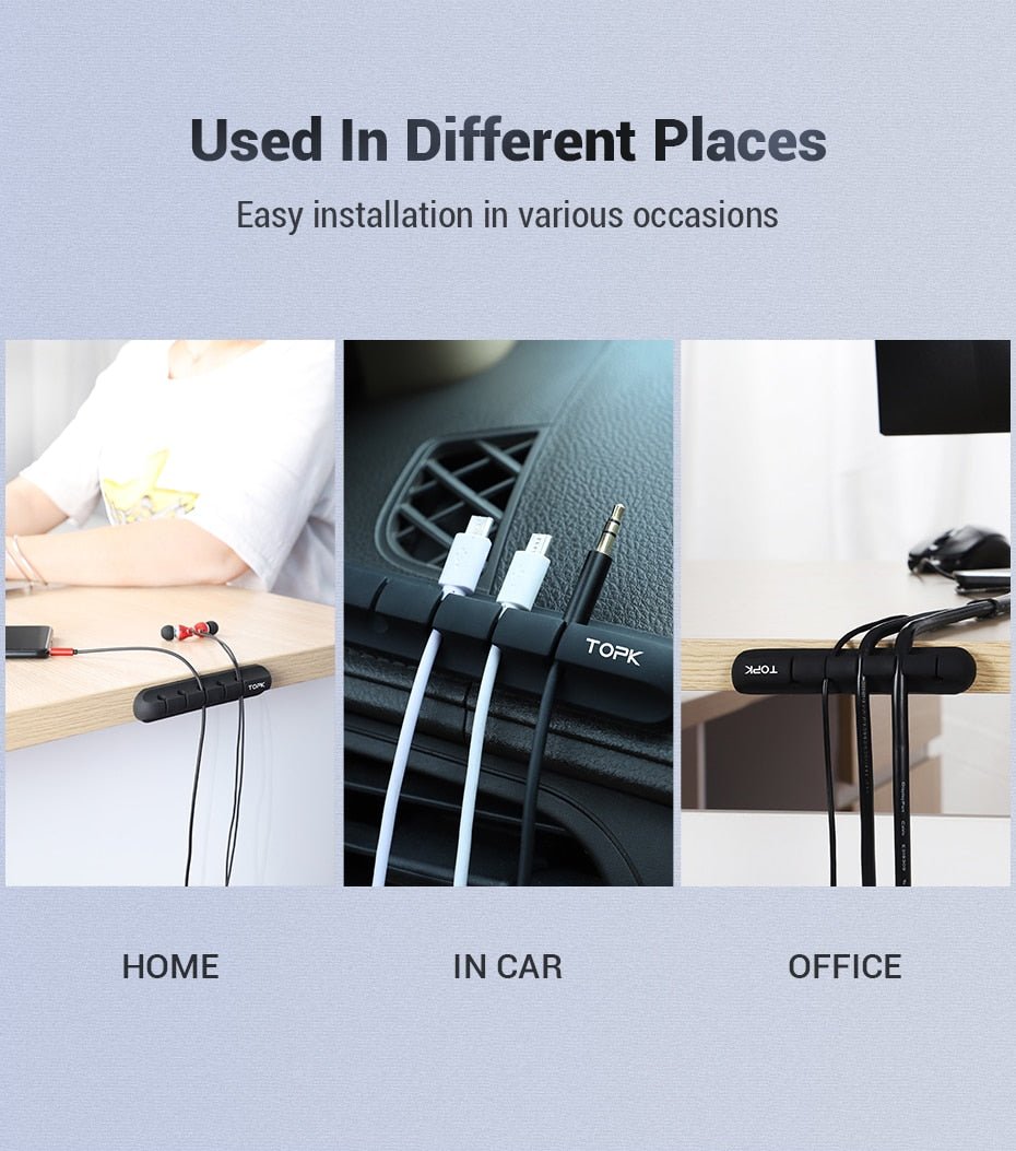 Cable Organizer Silicone USB Cable Winder Desktop Tidy Management Clips Cable Holder - Keys Caps