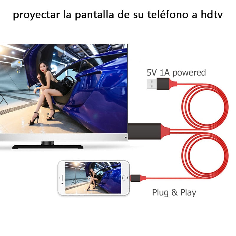 HDTV TV Digital AV Adapter Lightning To HDMI compatible Cable USB 1080P Smart Converter Cable For Apple TV IPhone HD - KeysCaps