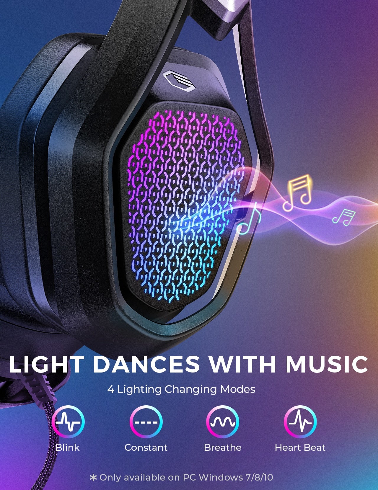 Gaming Headset LED Surround USB with Mic - KeysCaps