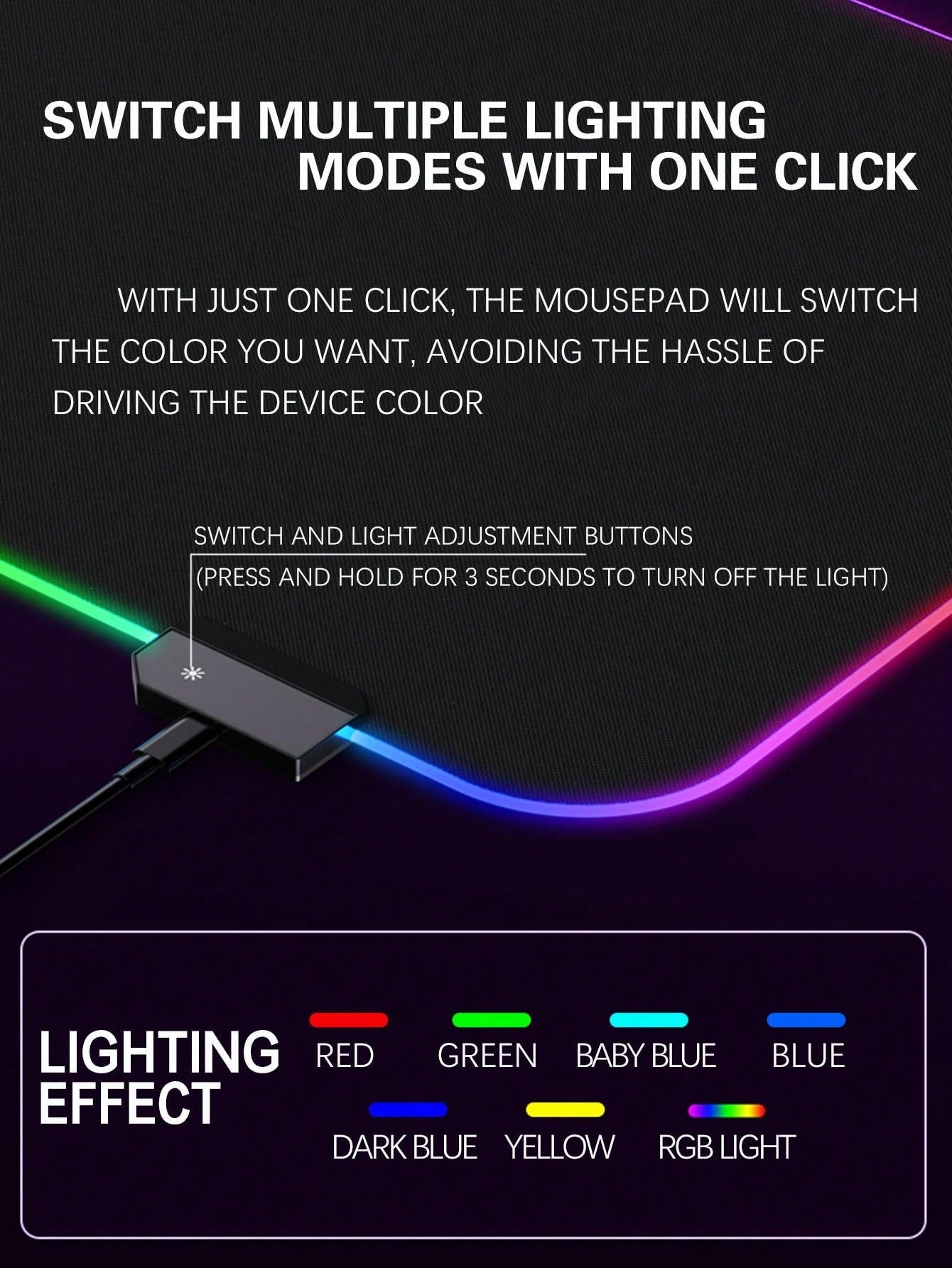 Large RGB Gaming Mouse Pad slip Resistant