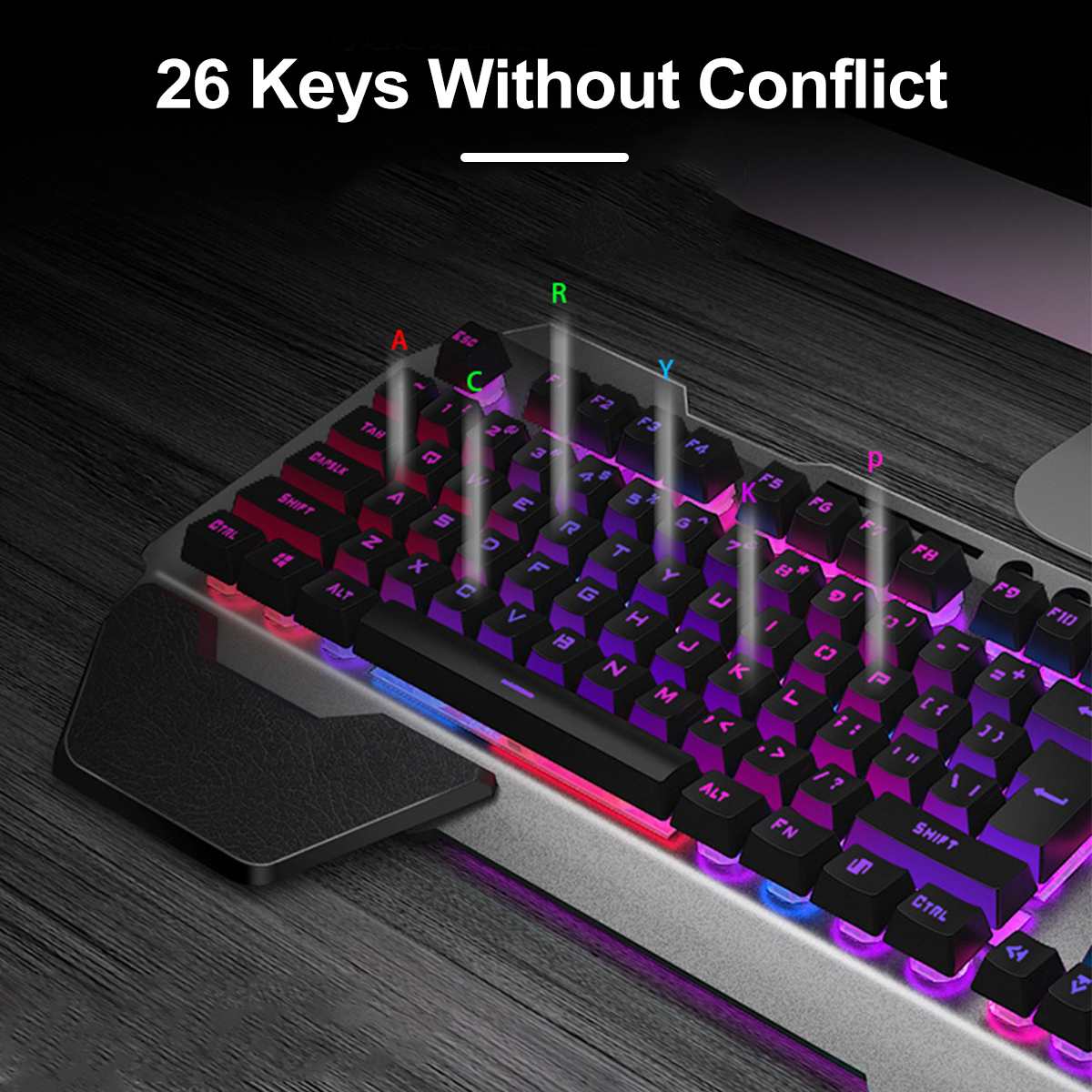 Wireless Gaming Keyboard  Mouse and Large RGB Mouse Pad - KeysCaps