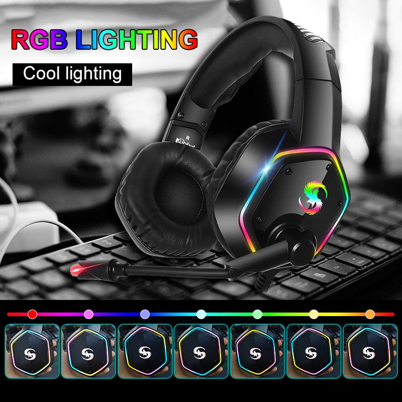 LED Gaming Bass Headset with Microphone - KeysCaps