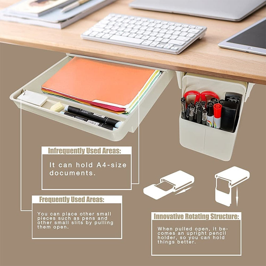 Under Desk Drawer Storage Box For Office - KeysCaps