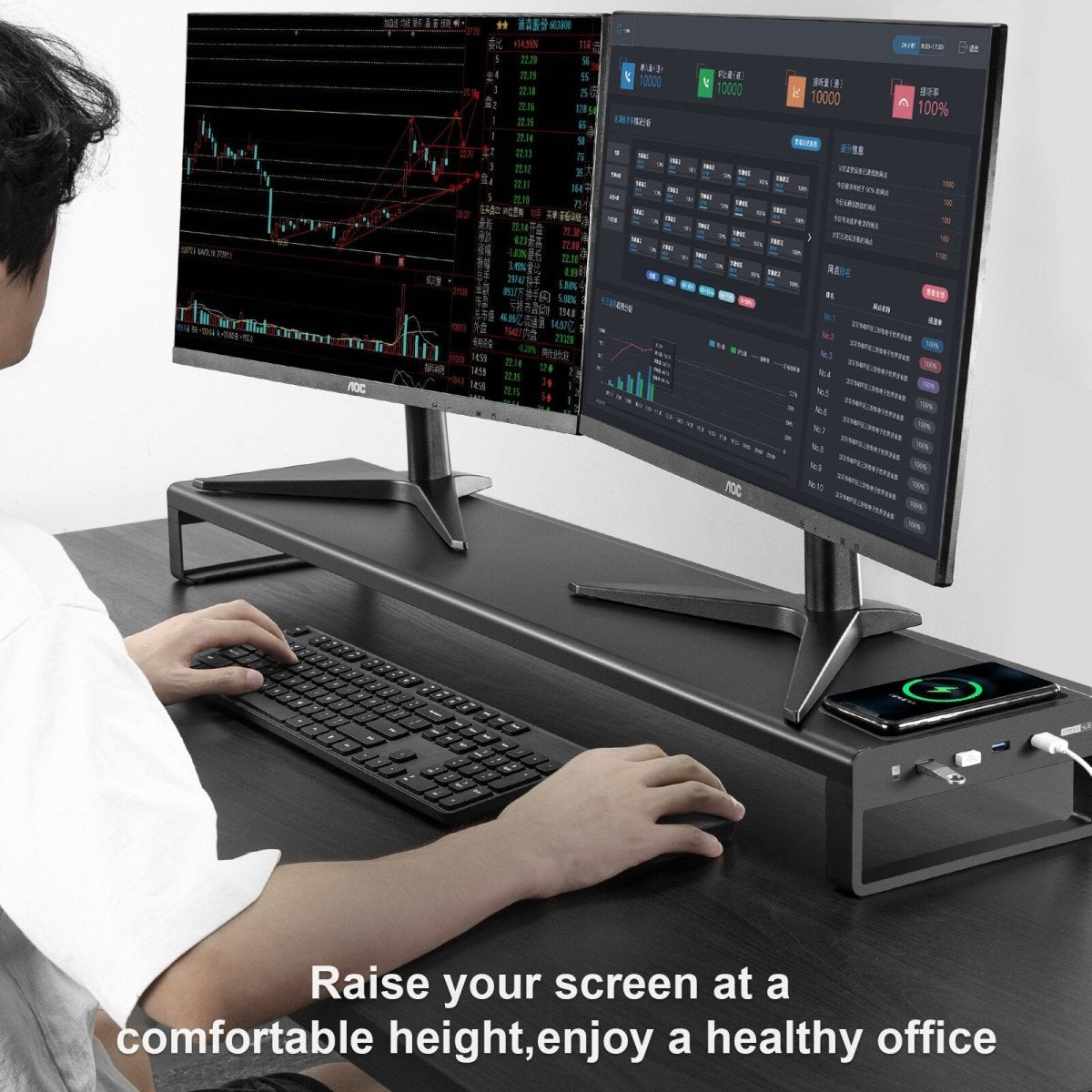 Dual Monitor Stand Holder - Keys Caps