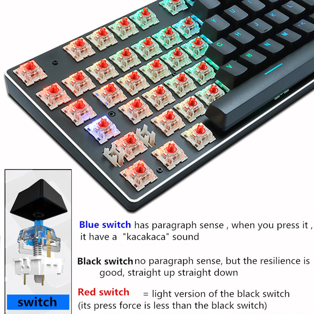 Mechanical Keyboard Wired Gaming Keyboard RGB  For Gaming - KeysCaps