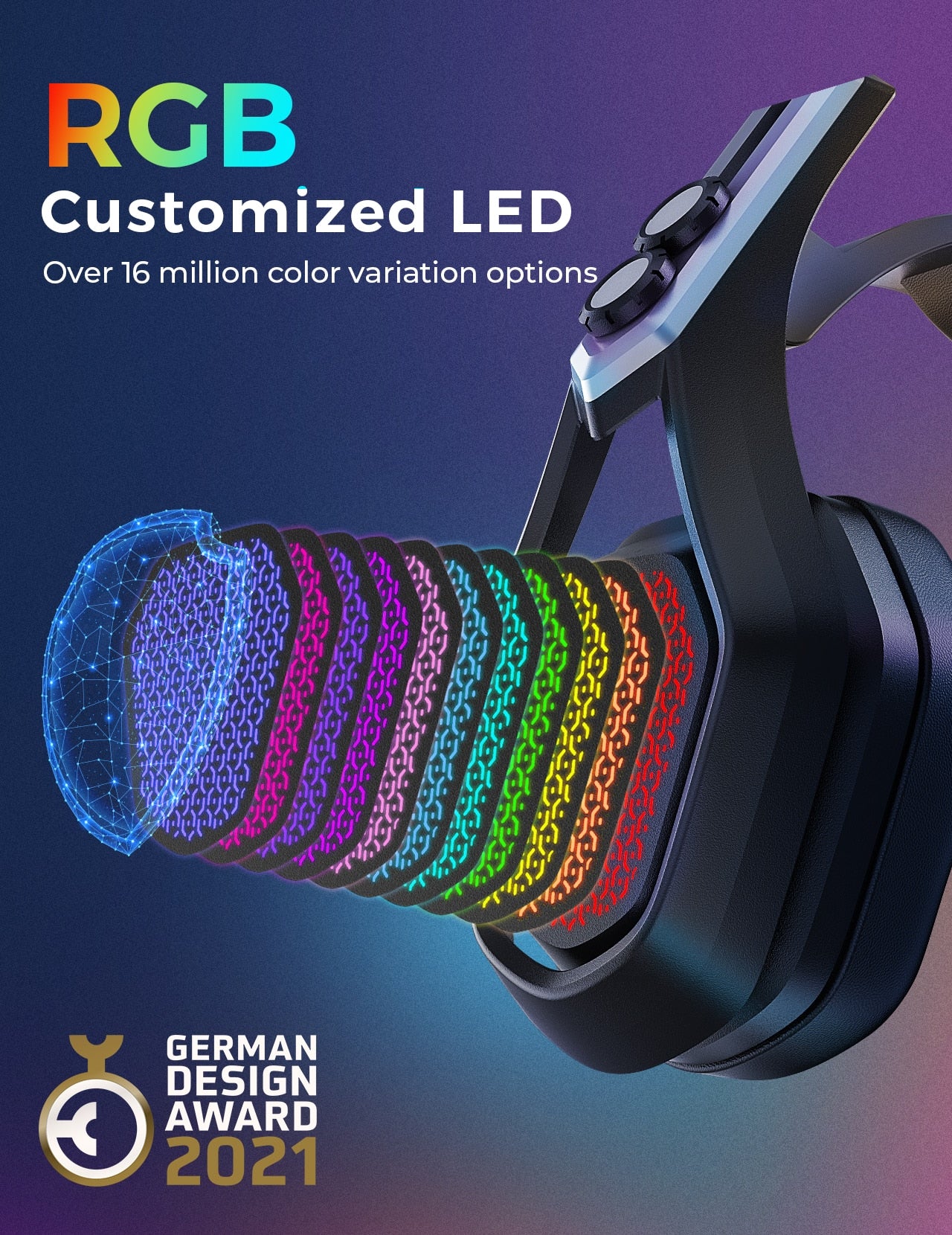 Gaming Headset LED Surround USB with Mic - KeysCaps