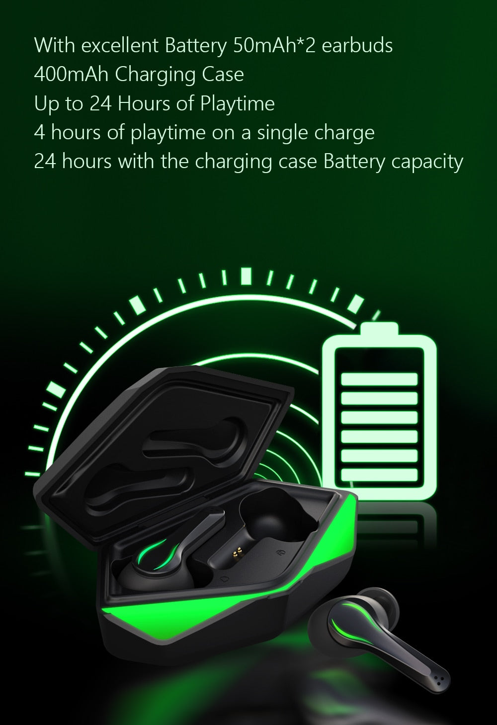 Gaming Earbuds Wireless Noise Cancelling Bluetooth with Mic - KeysCaps