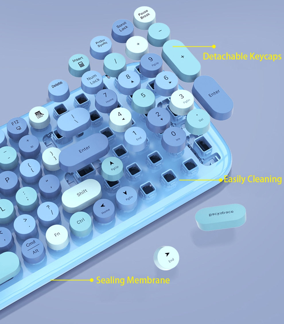 Wireless Keyboard and Mouse Set Mixed Color - KeysCaps