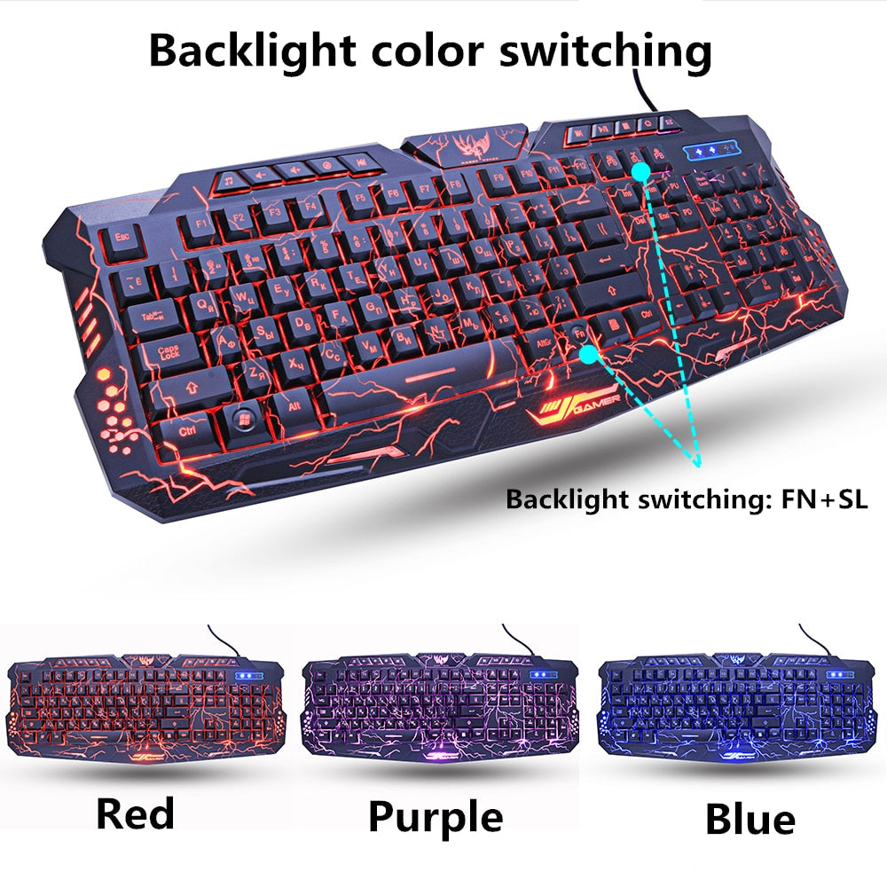 USB Wired Full Key Gaming Keyboard and Mouse - KeysCaps