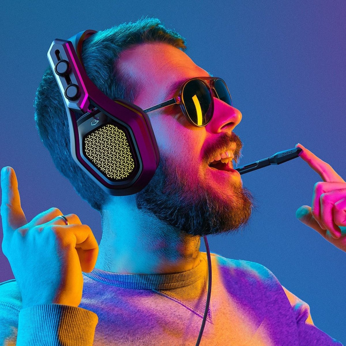 Gaming Headset LED Surround USB with Mic - Keys Caps