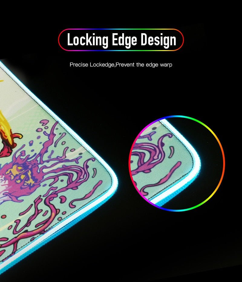 Gaming RGB Large Locking Edge Gamer LED Mouse Pad - Keys Caps