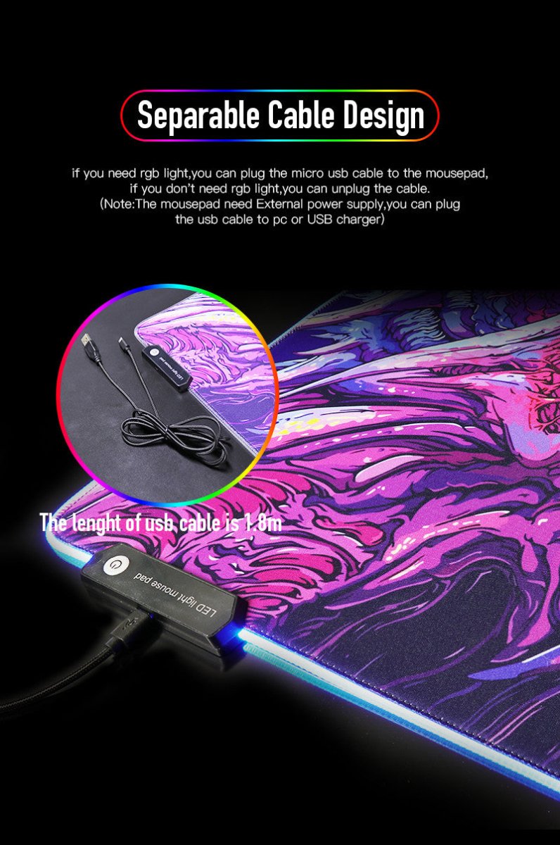 Gaming RGB Large Locking Edge Gamer LED Mouse Pad - Keys Caps