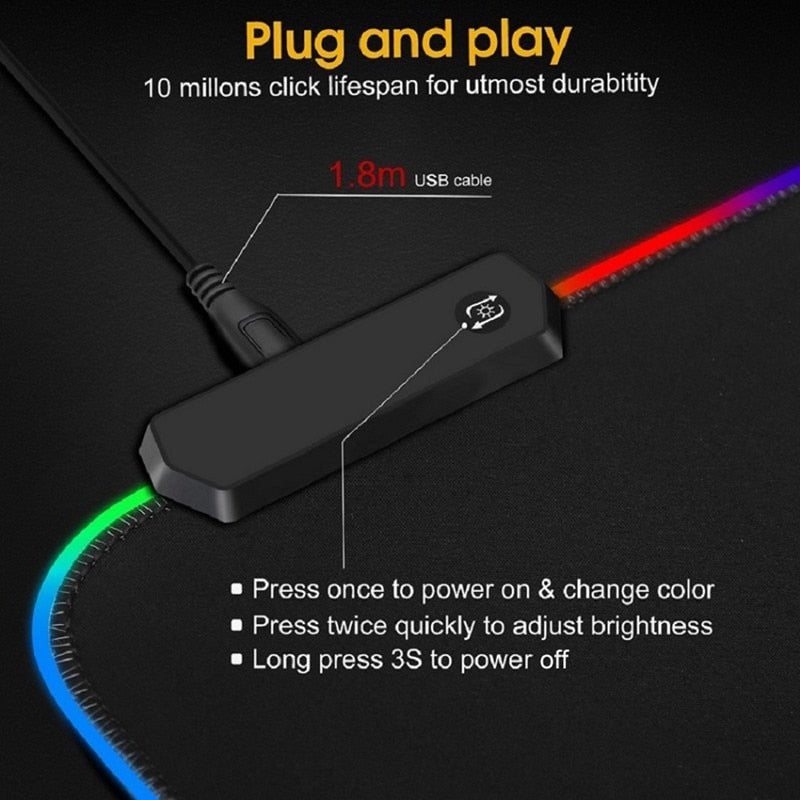 Large Gaming Mousepad RGB Backlit - Keys Caps