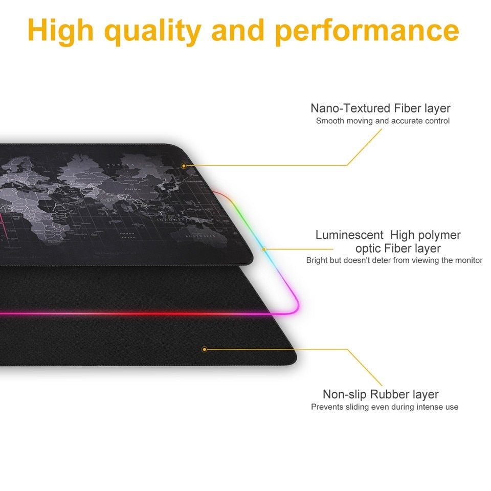 Large Gaming Mousepad RGB Backlit - Keys Caps