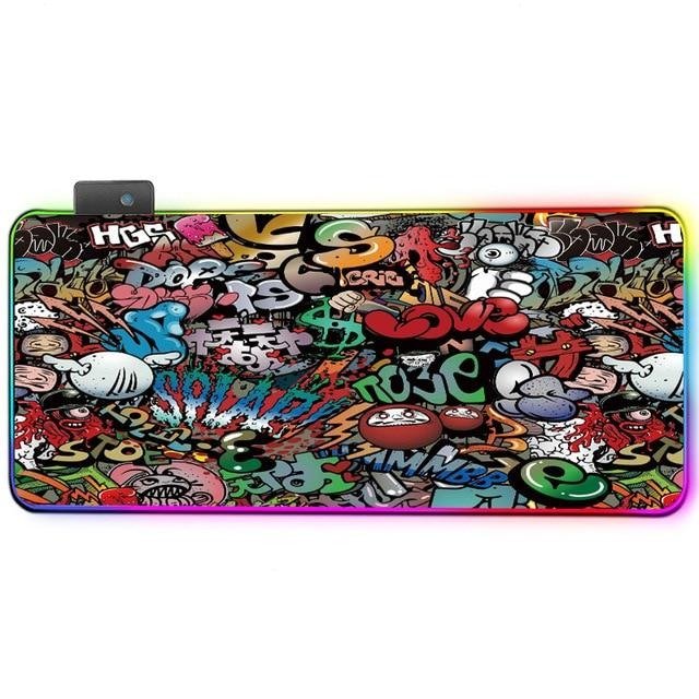 Large Gaming Mousepad RGB Backlit - Keys Caps