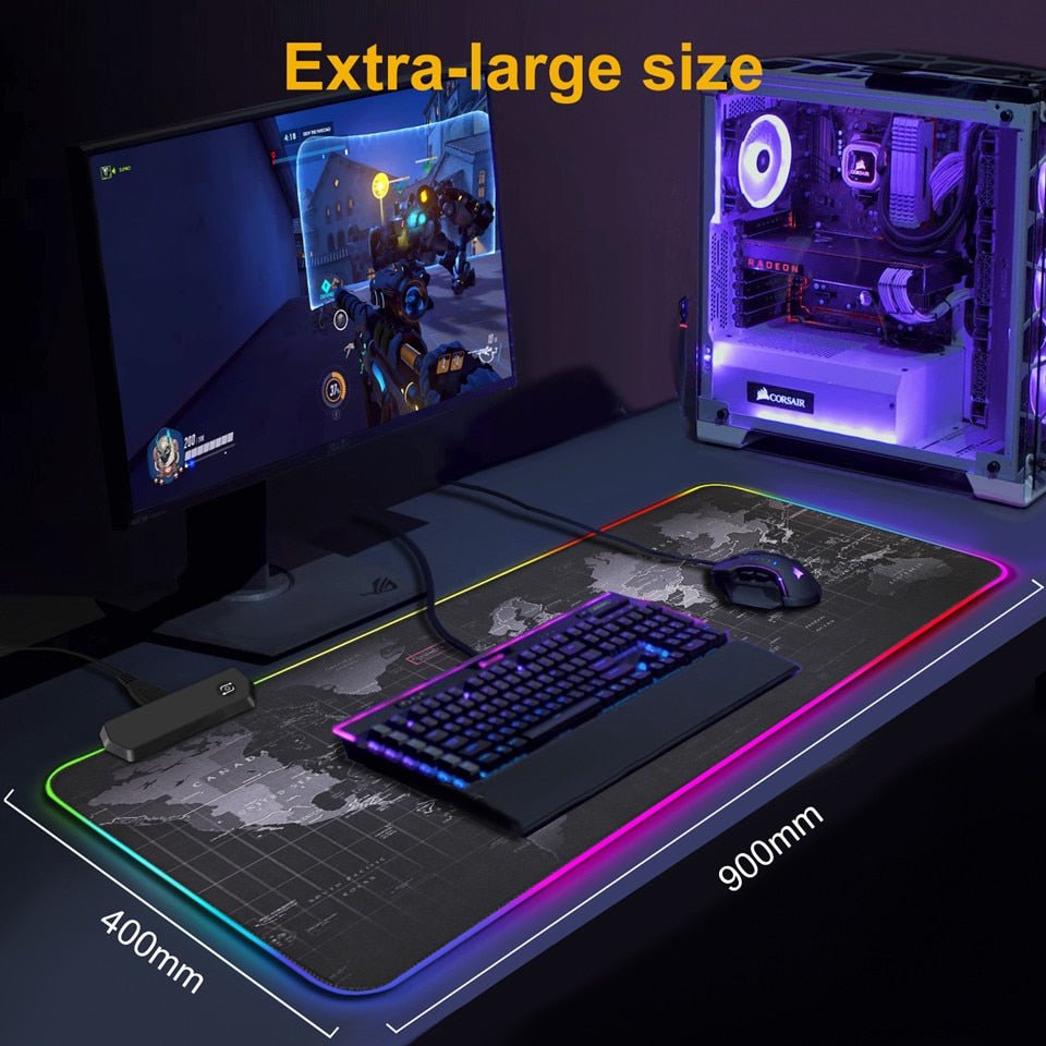 Large Gaming Mousepad RGB Backlit - Keys Caps