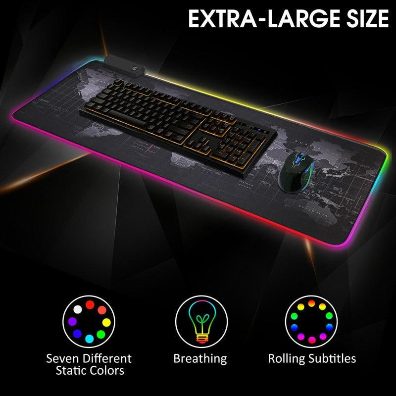 Large Gaming Mousepad RGB Backlit - Keys Caps