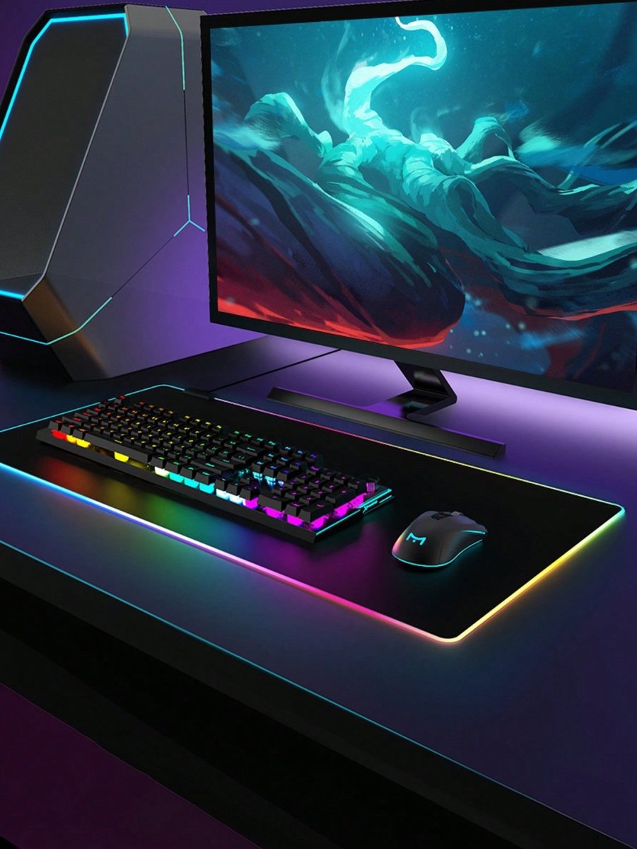 Large RGB Gaming Mouse Pad slip Resistant - Keys Caps