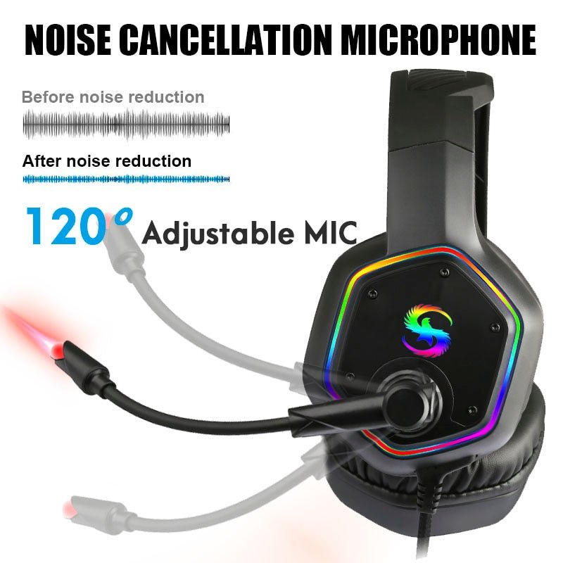 LED Gaming Bass Headset with Microphone - Keys Caps