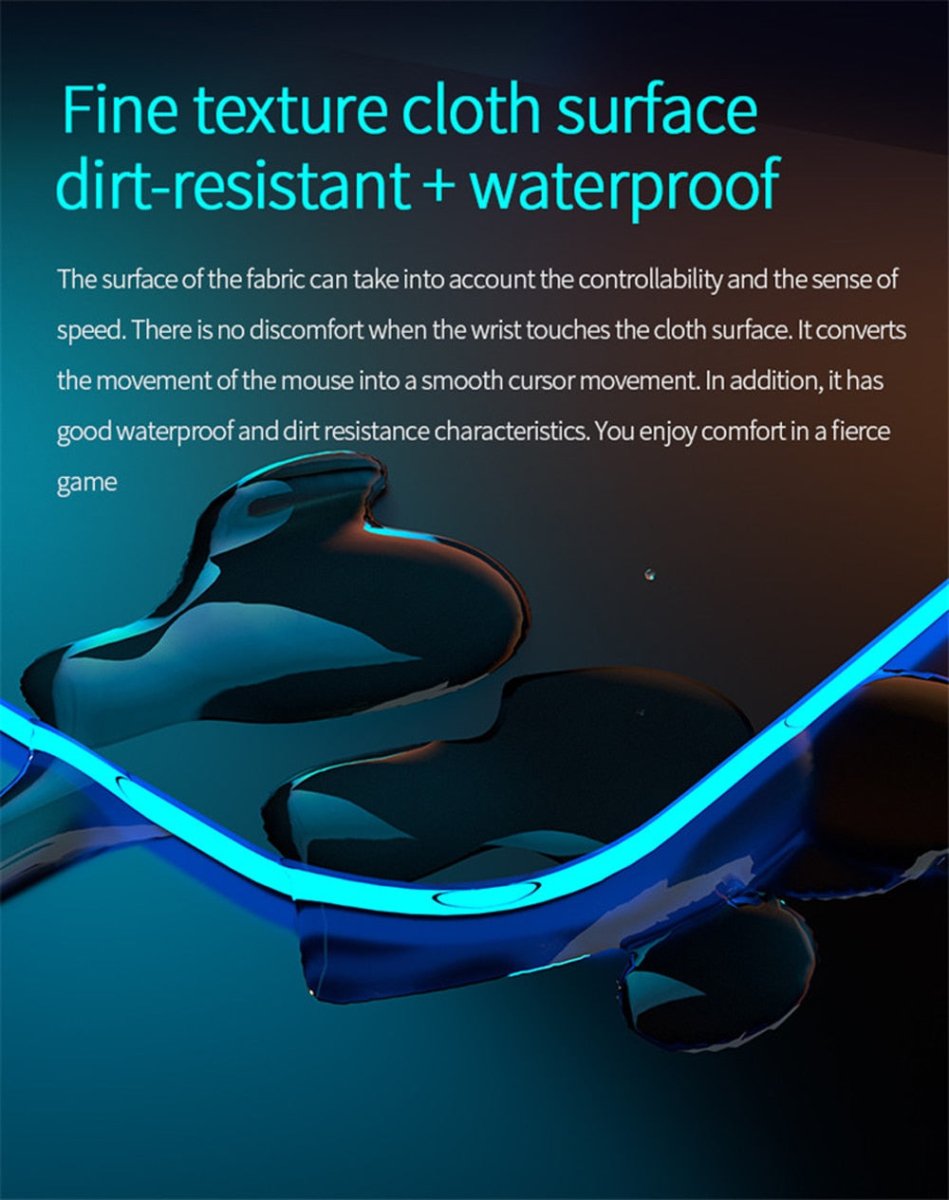 LED Gaming Mouse Pad Non - Slip With Wireless Charger - Keys Caps