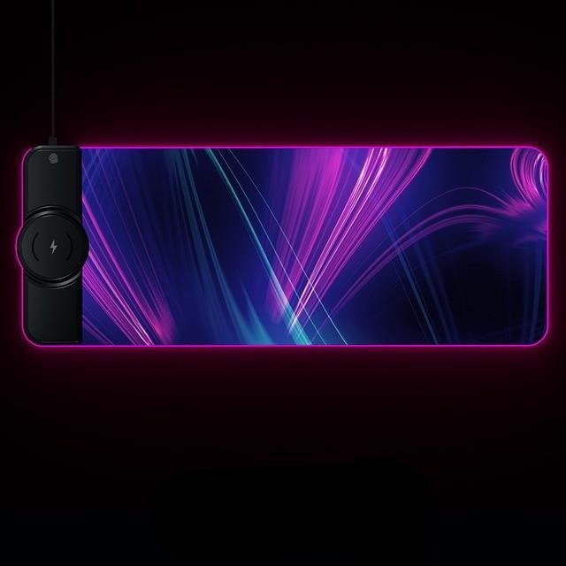 LED Gaming Mouse Pad Non - Slip With Wireless Charger - Keys Caps