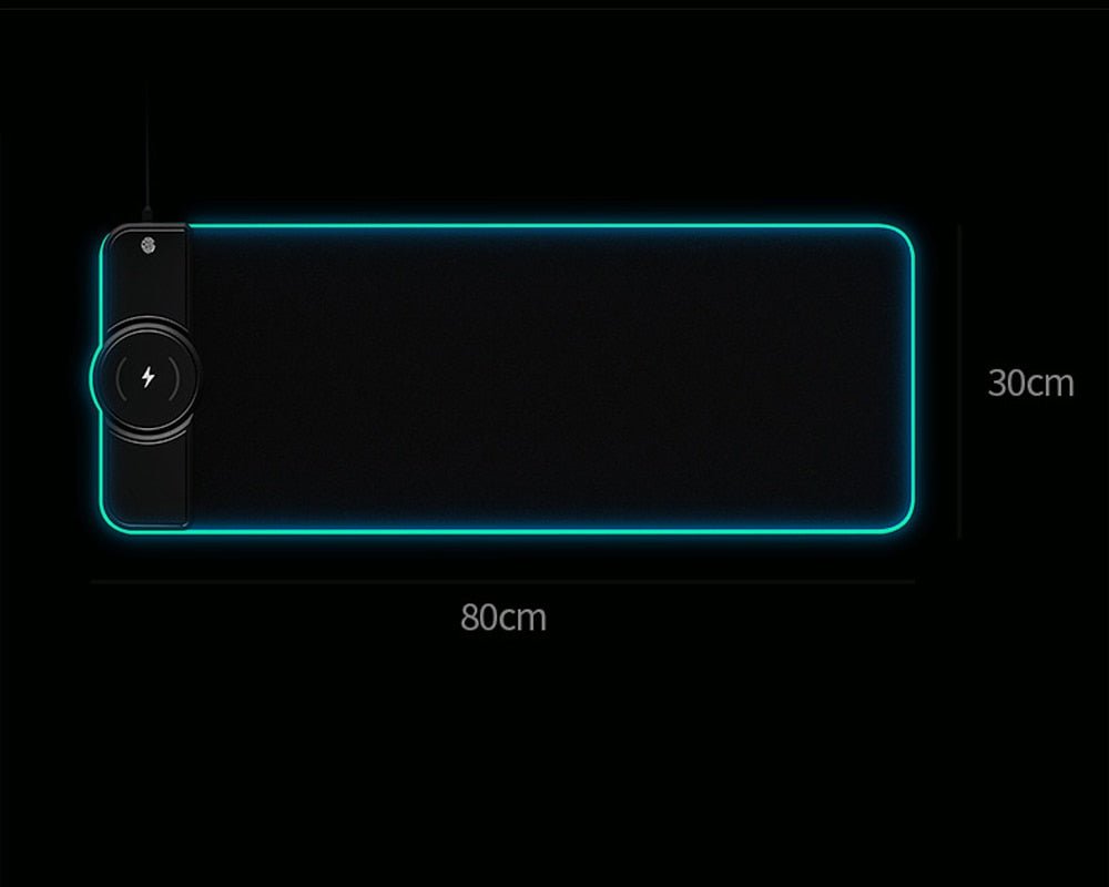 LED Gaming Mouse Pad Non - Slip With Wireless Charger - Keys Caps