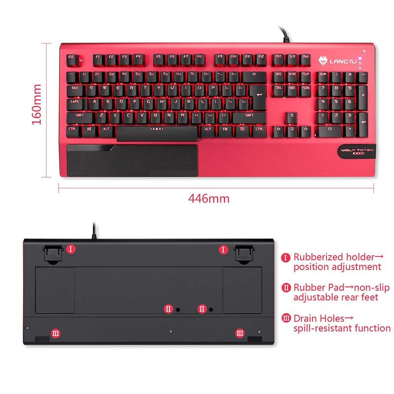 Mechanical Keyboard, Mouse With Gaming Headset USB Wired - Keys Caps