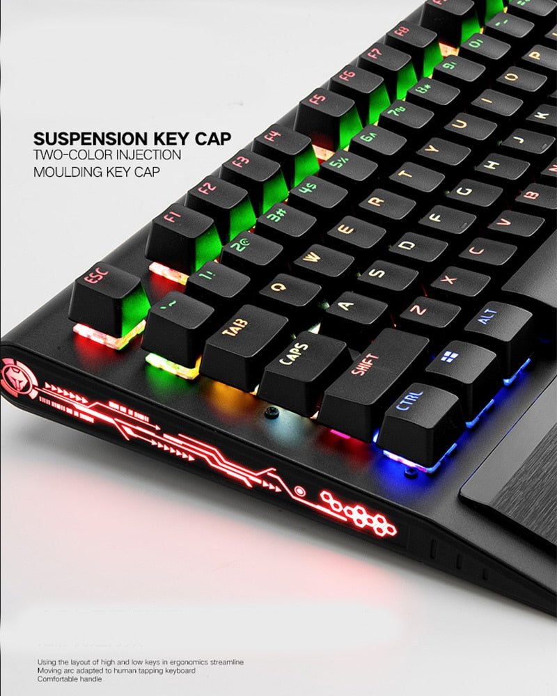 Mechanical Keyboard, Mouse With Gaming Headset USB Wired - Keys Caps