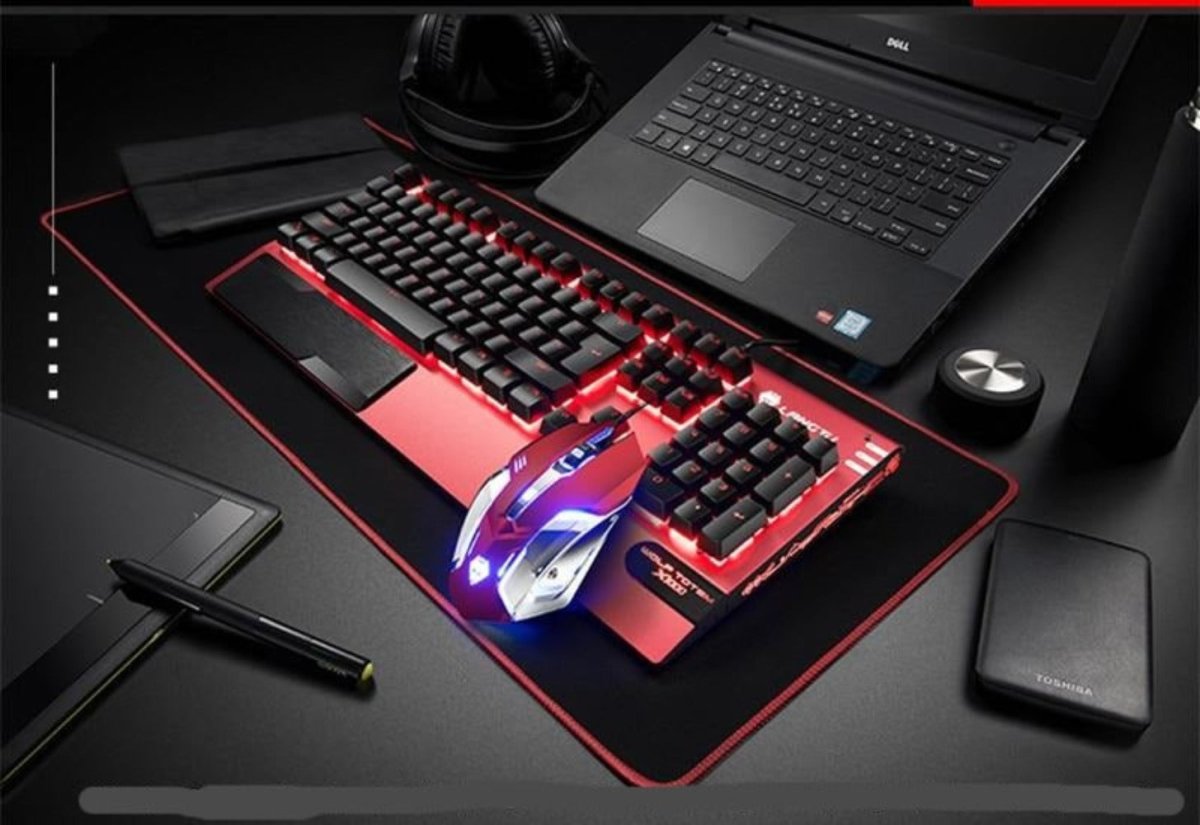 Mechanical Keyboard, Mouse With Gaming Headset USB Wired - Keys Caps
