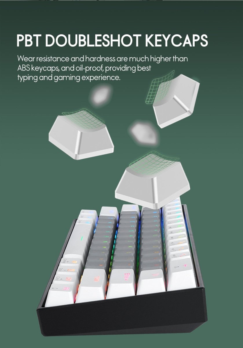 Portable Gaming Wireless Mechanical Bluetooth Keyboard - Keys Caps