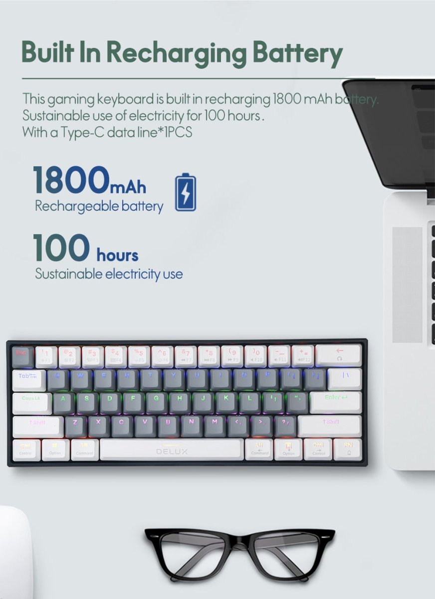 Portable Gaming Wireless Mechanical Bluetooth Keyboard - Keys Caps