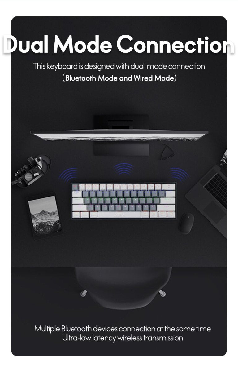 Portable Gaming Wireless Mechanical Bluetooth Keyboard - Keys Caps