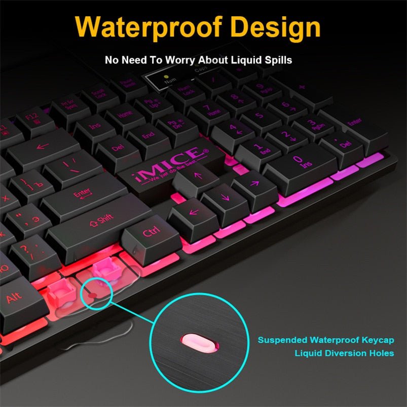 Quiet Spill - Resistant Mechanical Wired Gaming Keyboard - Keys Caps