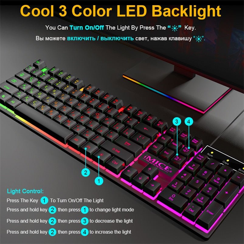 Quiet Spill - Resistant Mechanical Wired Gaming Keyboard - Keys Caps