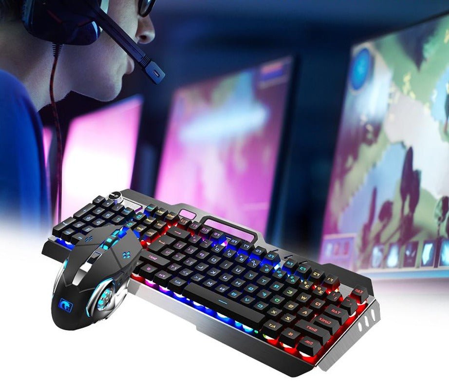 Recharging Wireless Gaming Mechanical Keyboard with Wireless Mouse - Keys Caps