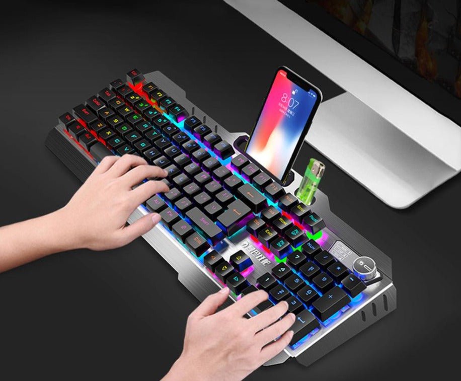 Recharging Wireless Gaming Mechanical Keyboard with Wireless Mouse - Keys Caps