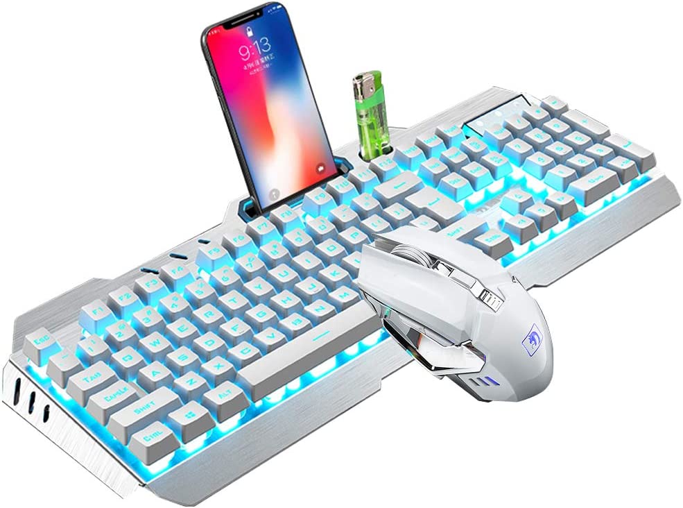 Recharging Wireless Gaming Mechanical Keyboard with Wireless Mouse - Keys Caps