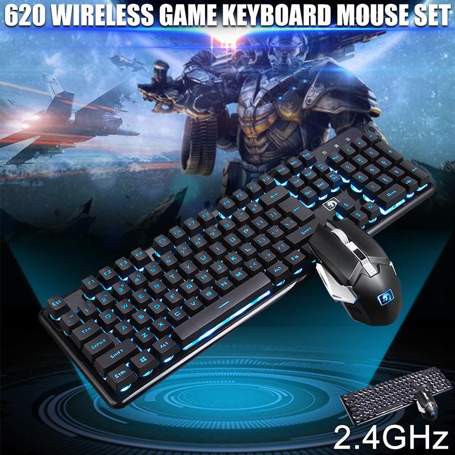 Recharging Wireless Gaming Mechanical Keyboard with Wireless Mouse - Keys Caps