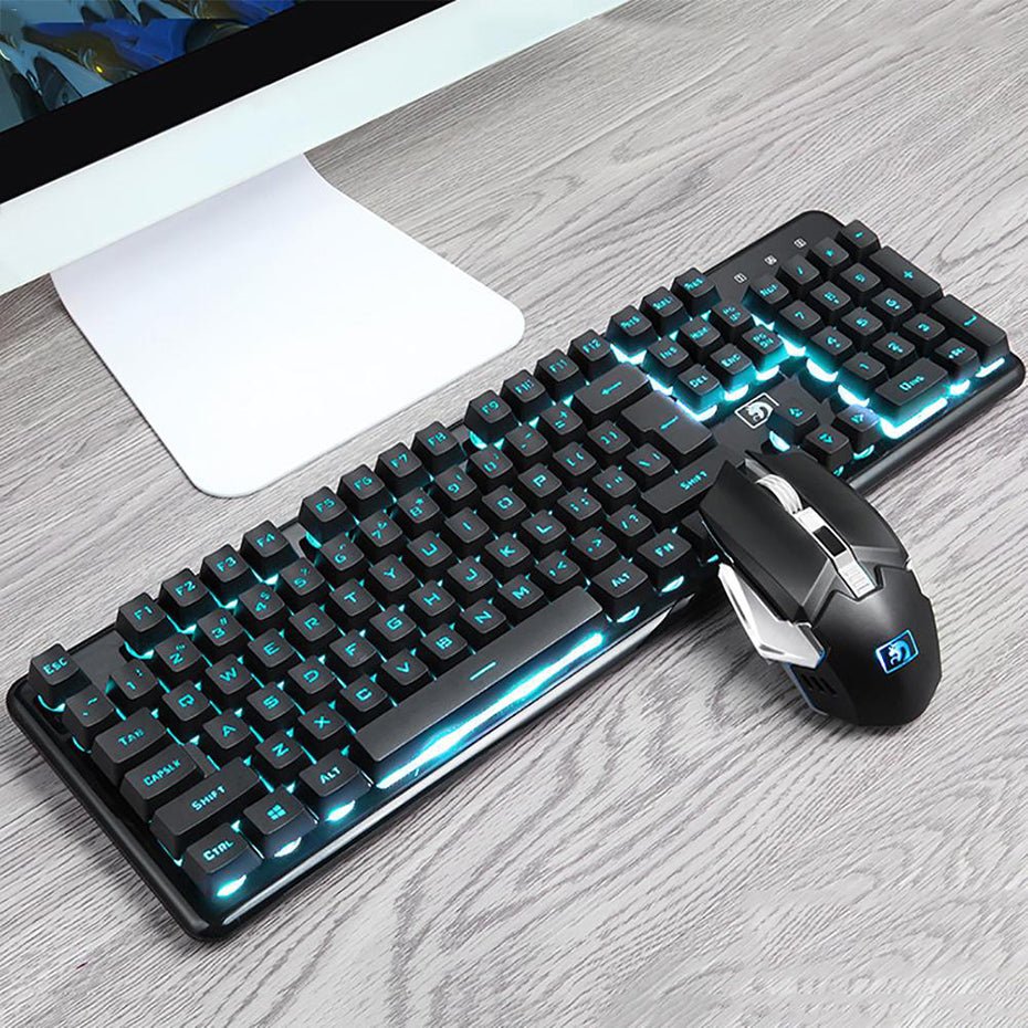 Recharging Wireless Gaming Mechanical Keyboard with Wireless Mouse - Keys Caps