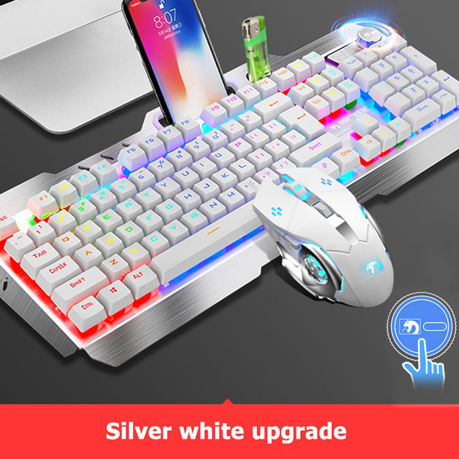 Recharging Wireless Gaming Mechanical Keyboard with Wireless Mouse - Keys Caps